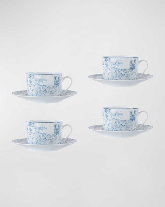 Tout Paris Tea Cups, Set of 4
